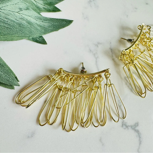 2/$30🌵 Gold Loop Tassel Fringe Earrings Arch Boho Jewelry Trendy Gift NEW - Picture 6 of 9